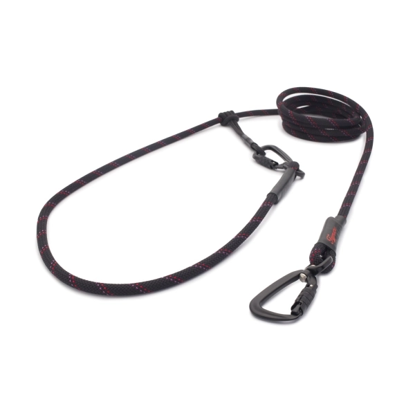 EASYLONG Hundeleine TWIST - M - 2,5m - schwarz mit roter und pinker Linie